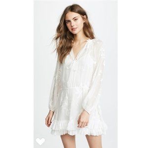 Cinq á Sept Aibleen Long Sleeve Silk Embroidered Dress Ivory 4